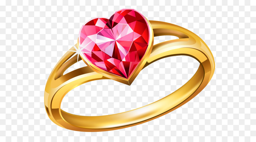  Wedding  ring  Clip art  Gold Ring  with Pink Diamond Heart  