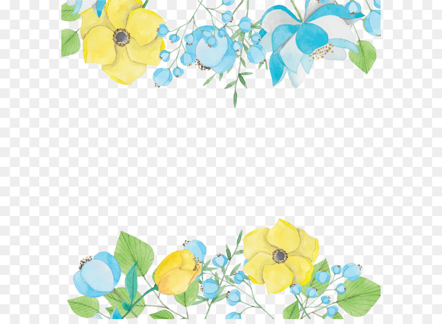 Download Watercolor painting Blue Download - Elegant watercolor flowers decorative background vector png ...