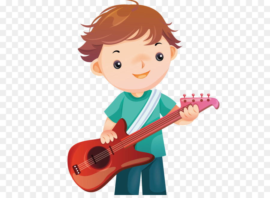 Guitarra Cartoon instrumento Musical Menino tocando 