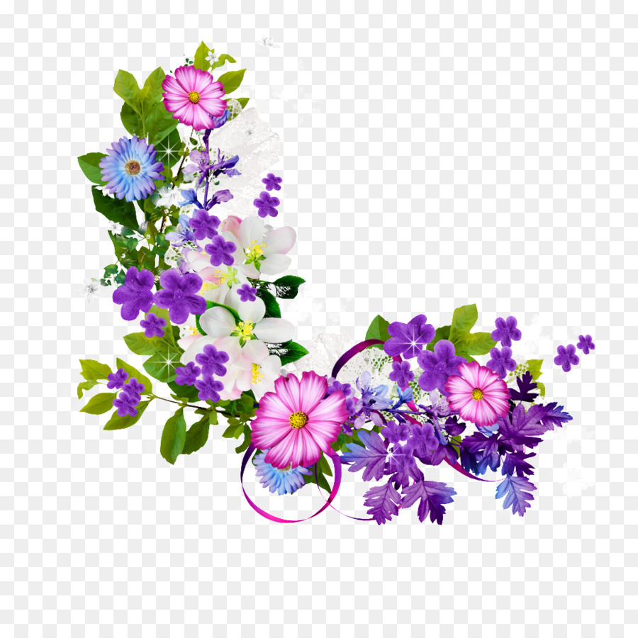 Flower - Bouquet of purple flowers border png download - 1024*1024