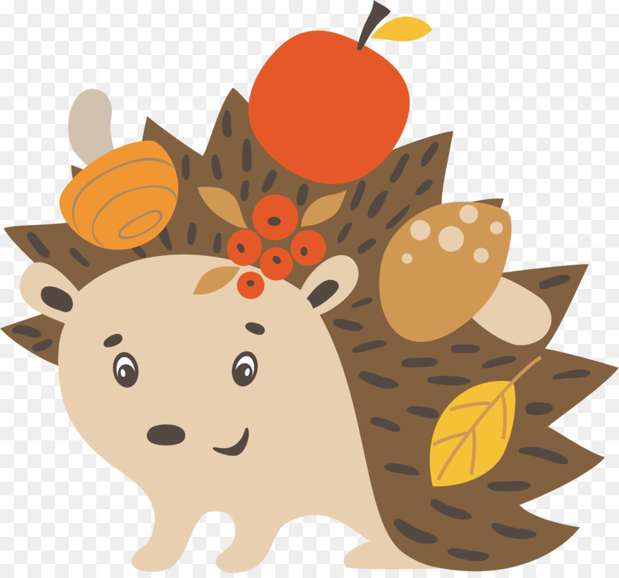 Hedgehog Autumn Illustration - Cute hedgehog vector png 