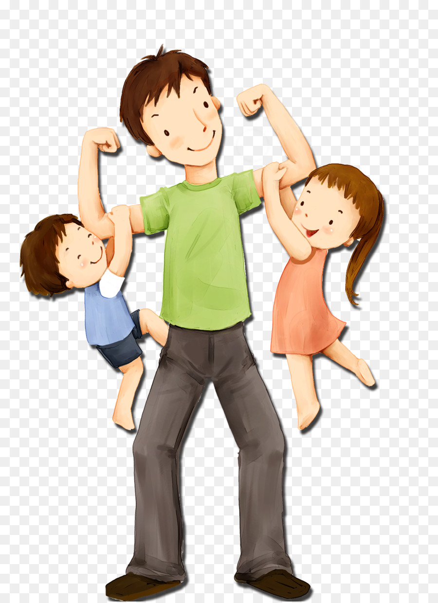 Father's Day Sunday Child Illustration - Dad and kids png download