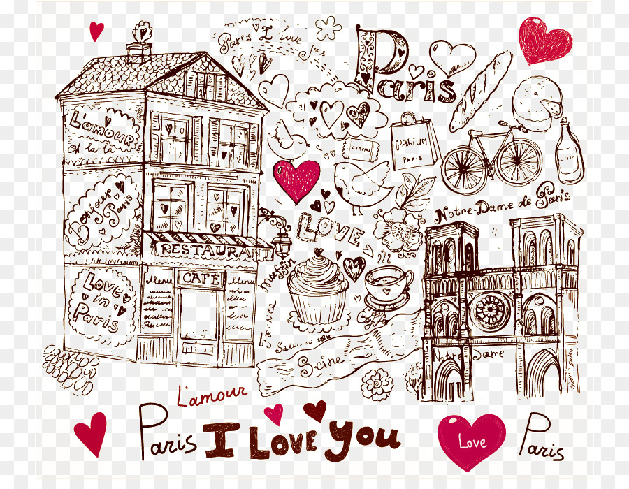  Paris  Menggambar Kartun  Romantis  Paris  Unduh Jantung 