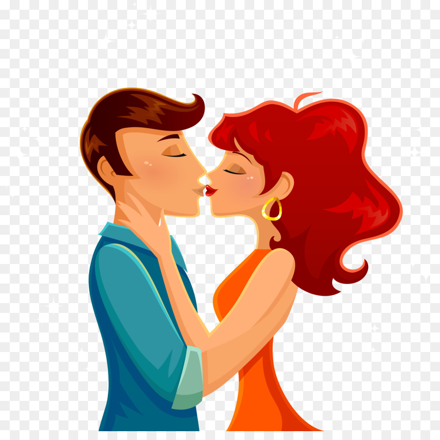 Ciuman Kartun Romantis Ilustrasi Pasangan Berciuman Unduh Bahu