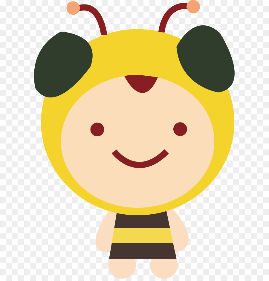 Bee Gambar Kartun Lucu Lebah Unduh Kepala Smiley Kuning