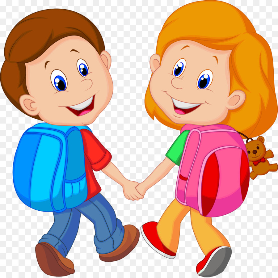 Tas Ransel Anak Kartun Clip Art Teman Teman Kecil Pergi Ke Sekolah