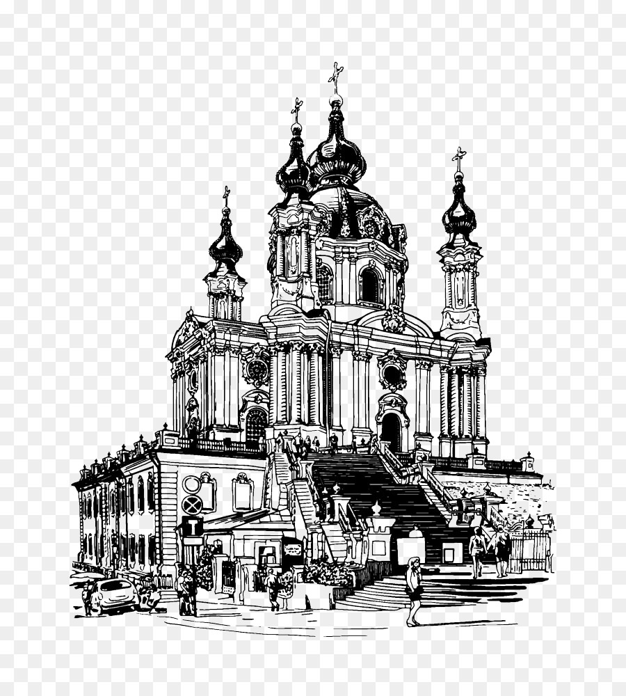 Kiev Menggambar Gereja Ortodoks Timur Ilustrasi Vektor Gereja