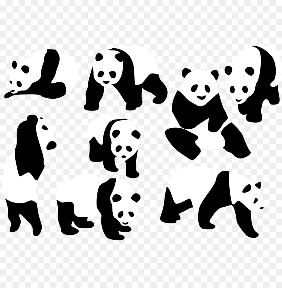 Panda Sapi Panda Raksasa Siluet Clip Art Lucu Panda Unduh