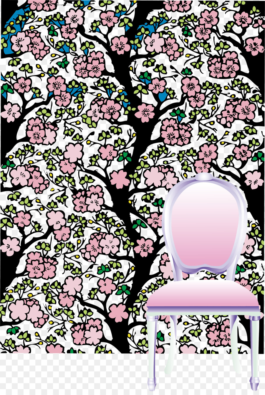 Cherry Blossom Pink Ilustrasi Peach Pink Kursi Belakang Unduh