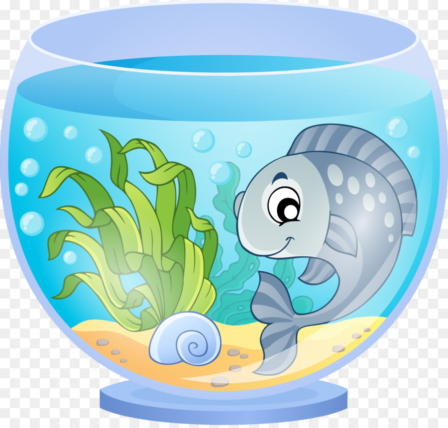 Aquarium Cartoon Goldfish - Blue fish and fish tank png download - 1632