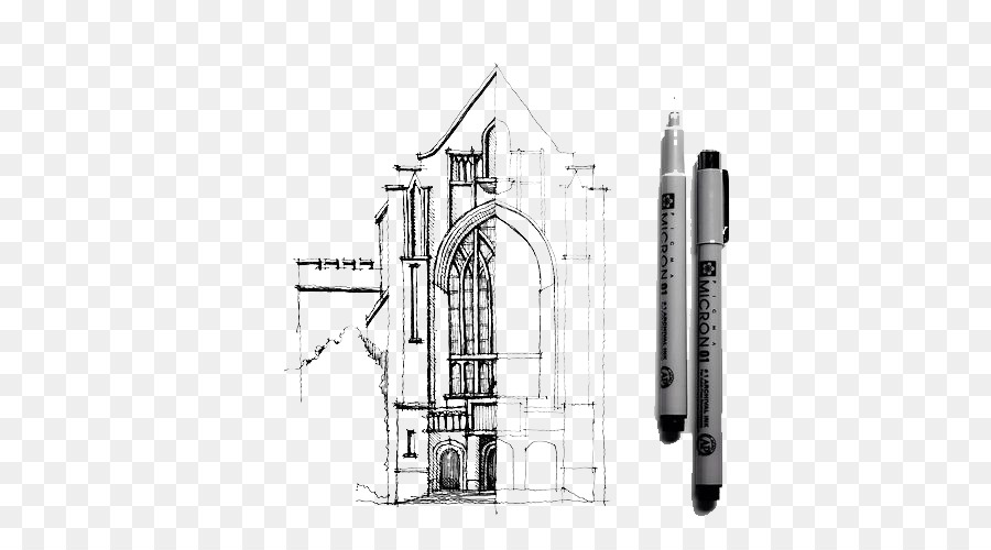 Gambar Arsitektur Sketsa Tangan Dicat Gereja Png Unduh