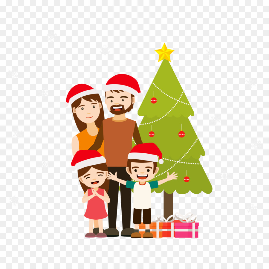 Natal Keluarga Hadiah Ilustrasi Vektor Ilustrasi Natal Keluarga