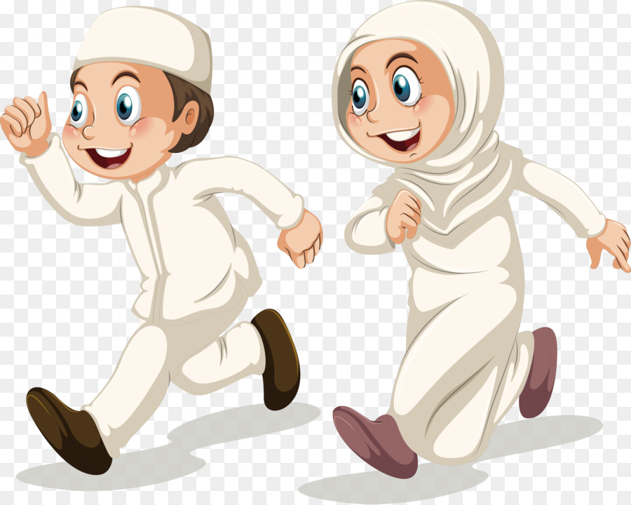 Muslim Islam Cartoon Illustration - The little man walking race 4384