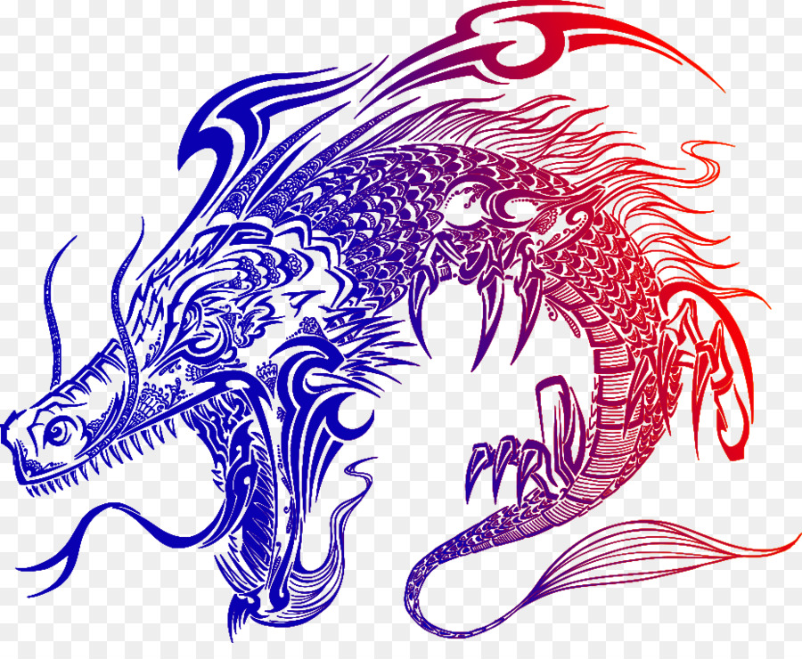 Dragon Tattoo Illustration - Vector Japanese Dragon Totem png download