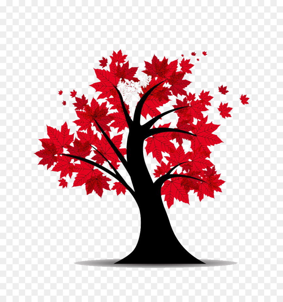 Red Maple Tree Euclidean Vektor Ilustrasi Musim Gugur Maple Kartun