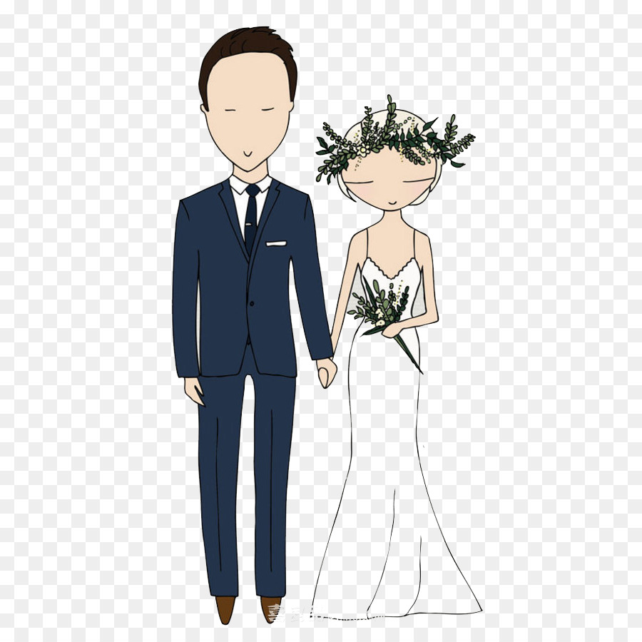 Pernikahan Undangan Pernikahan Pengantin Ilustrasi Kartun Pasangan