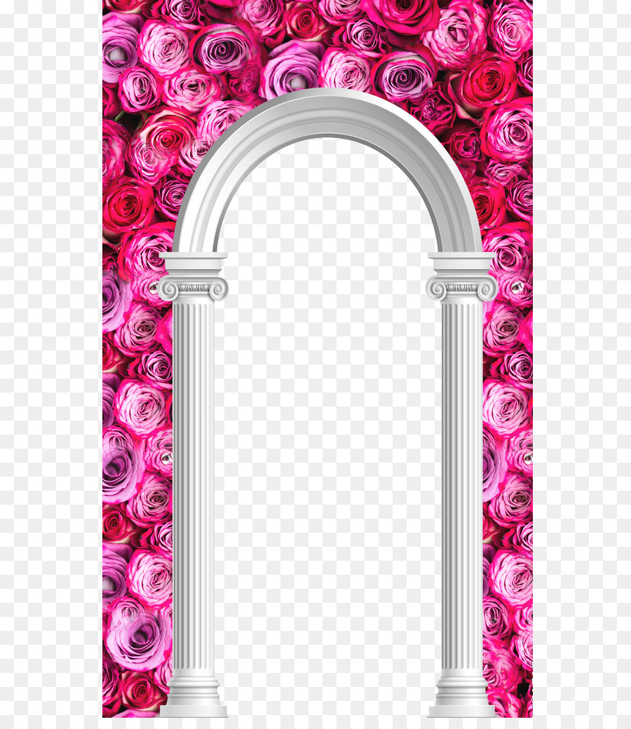 Column Arch Building Facade - Flowers decorated with Roman doors png