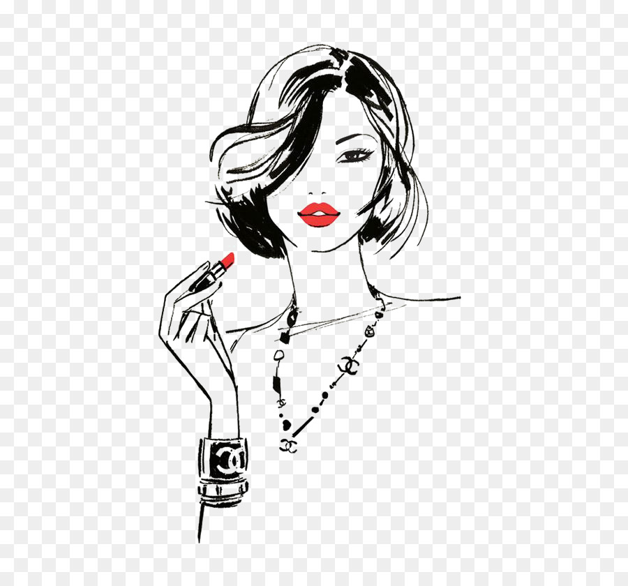 Chanel Fashion Illustration Drawing Illustration Red Lips Girls