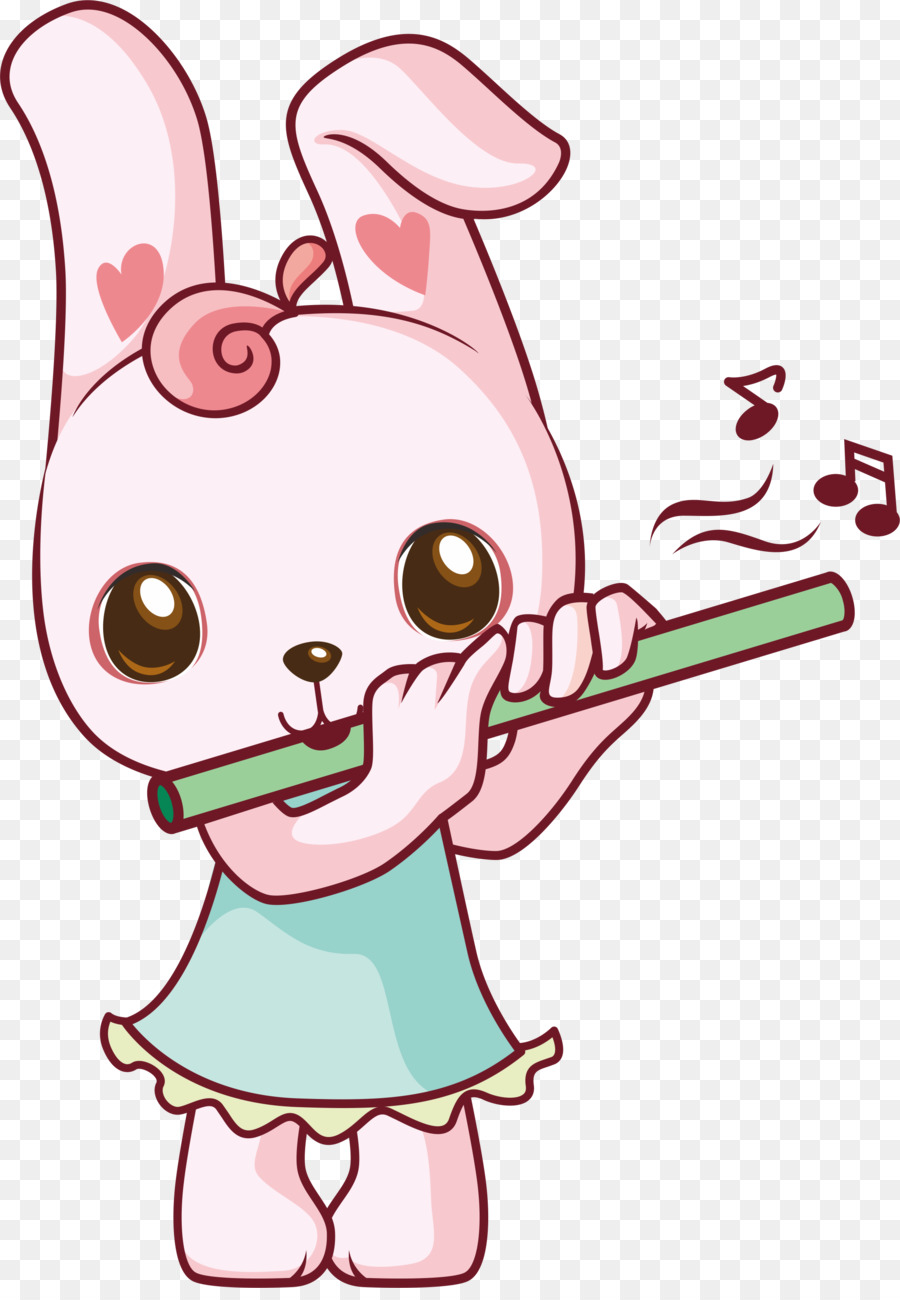 Flute Rabbit Cartoon - Bunny Bunny png download - 2085*2985 - Free