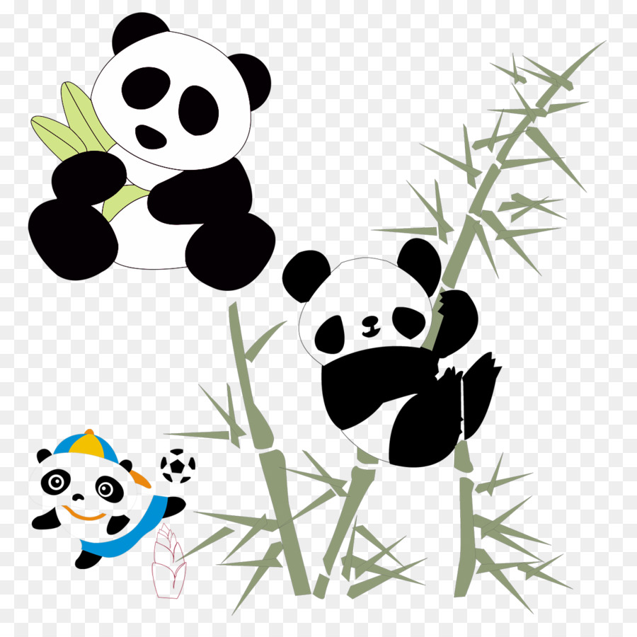 Panda Raksasa Panda Merah Kelucuan Kartun Lucu Panda Unduh Pohon