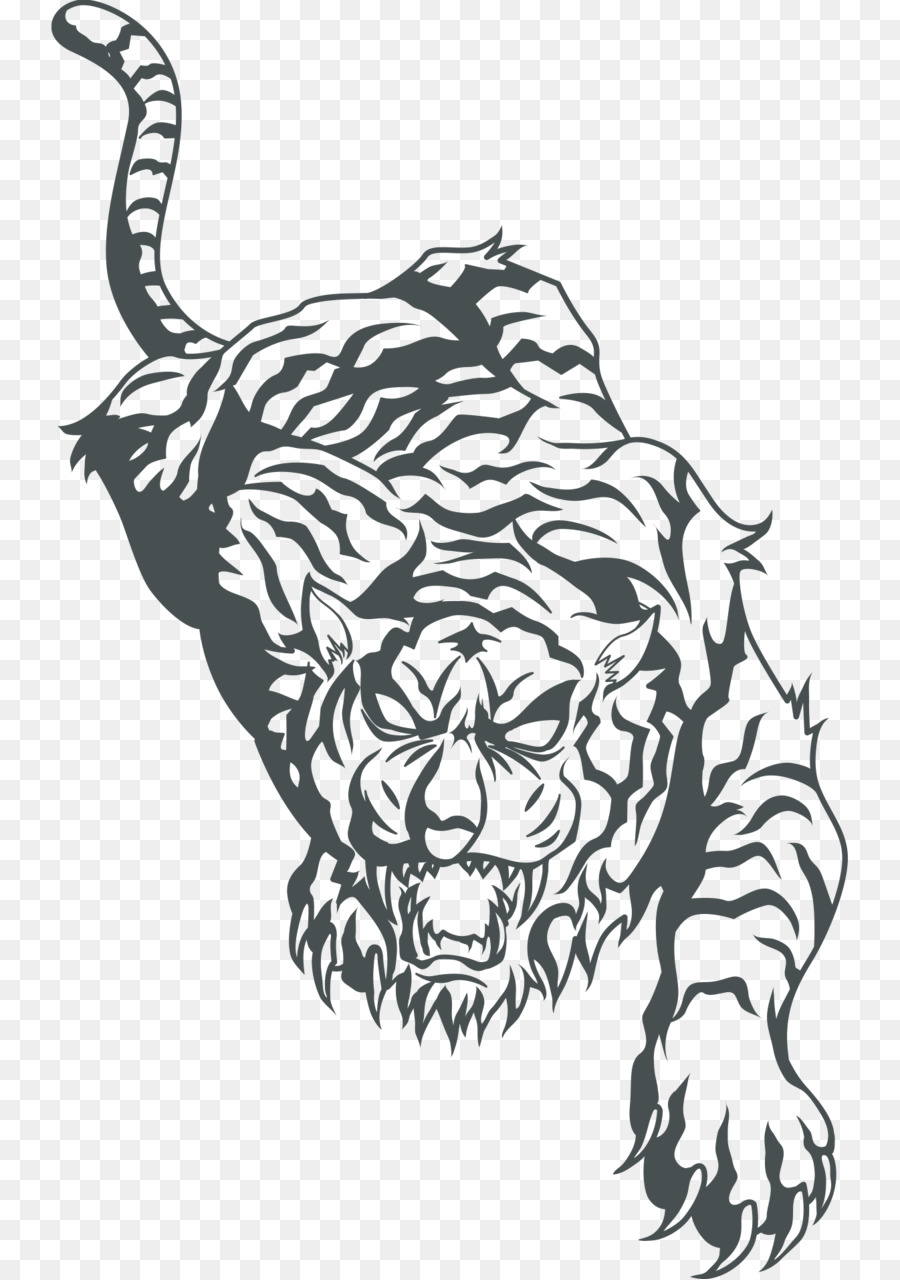 Tiger Tattoo Flash Clip art - Tigers down 1346*1913 transprent Png Free