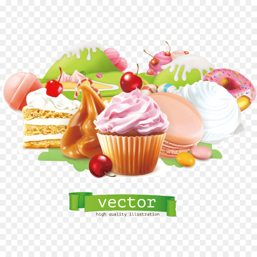 Cupcake Bakery Makanan Penutup Vektor Es Krim Kue Unduh Kue