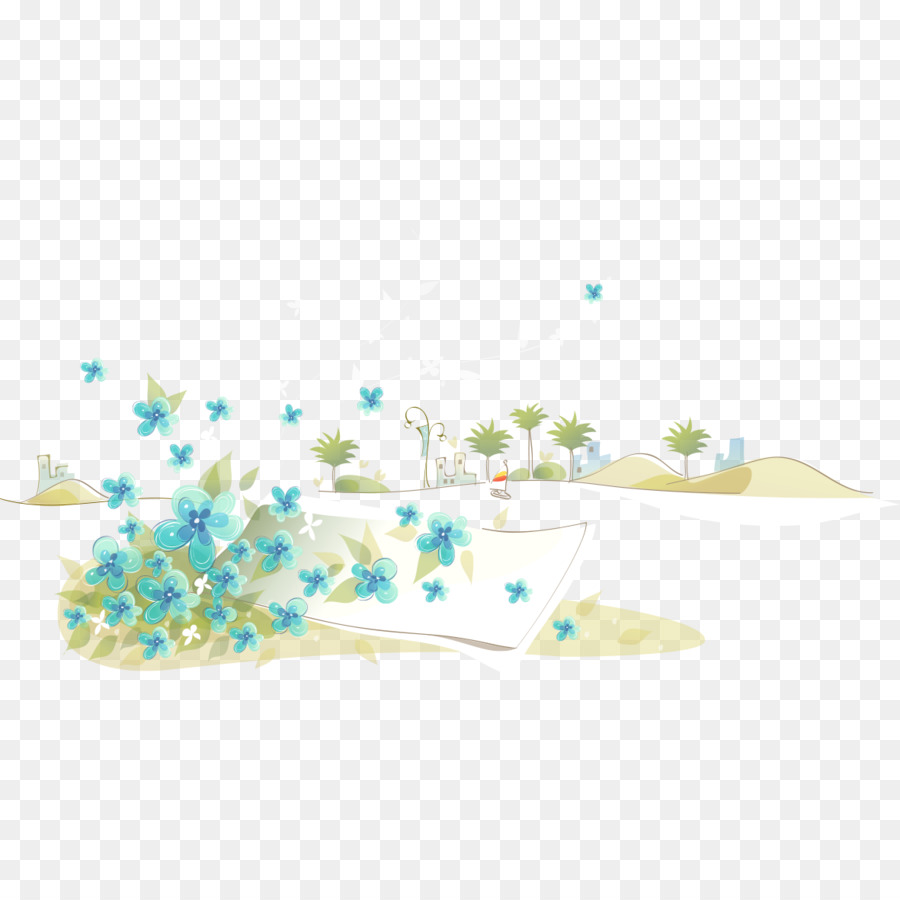 Pantai Bebas Royalti Payung Ilustrasi Bunga Adegan Png Unduh