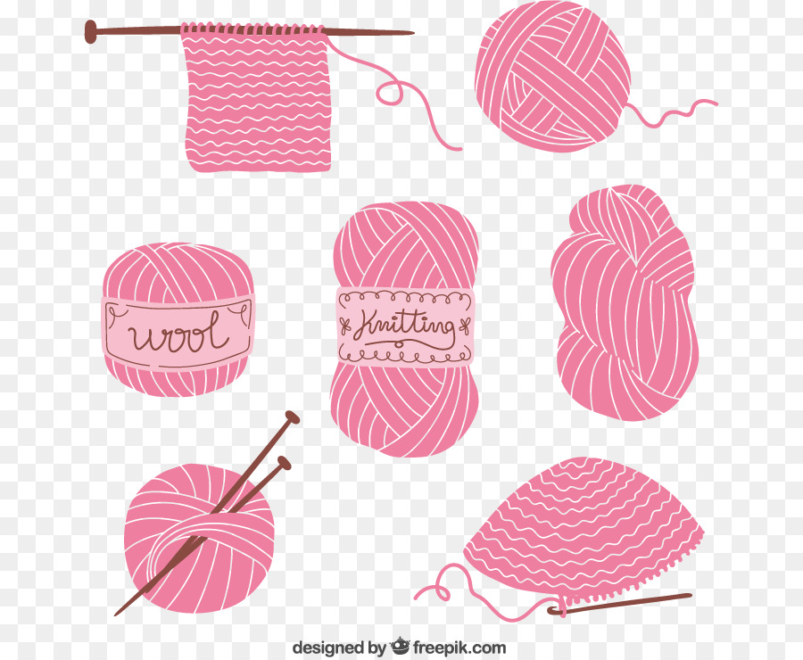 Euclidean vector Warp knitting Sewing needle - Pink ball of yarn vector