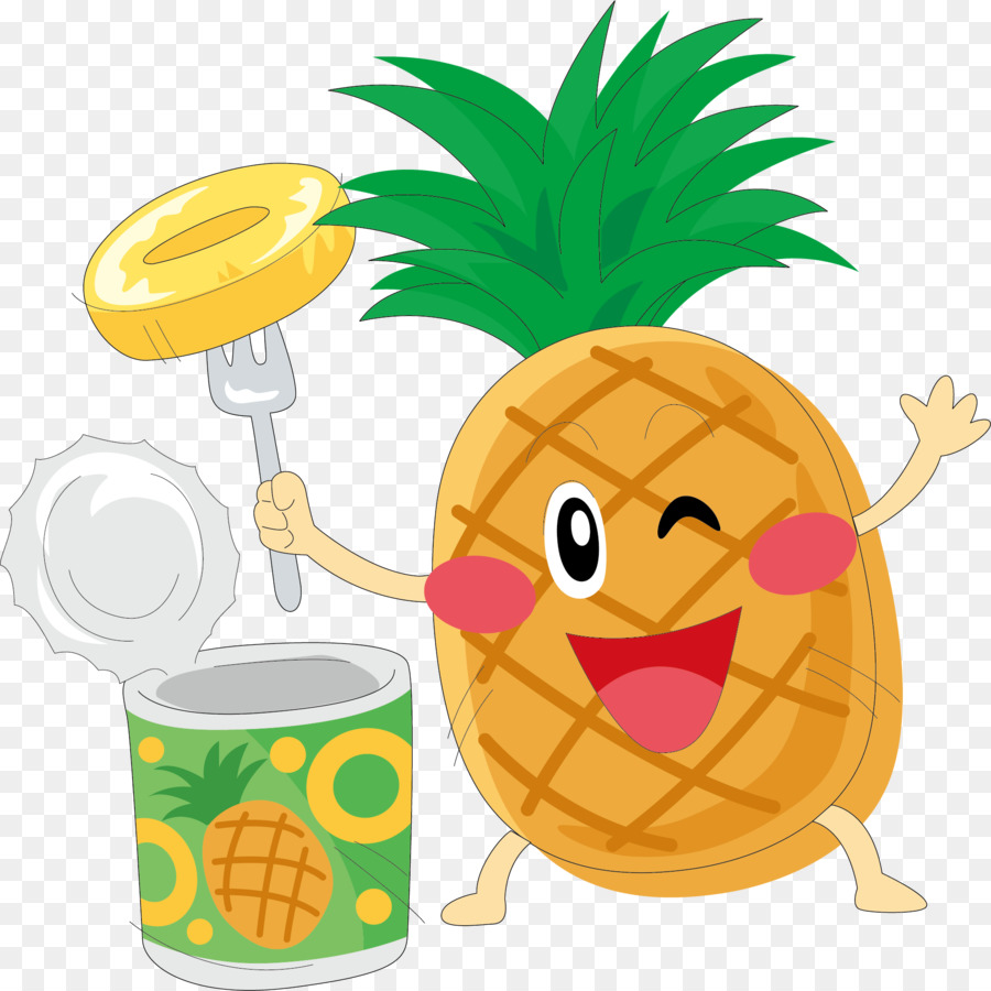 Pineapple Drawing Clip art - Vector hand-painted happy 