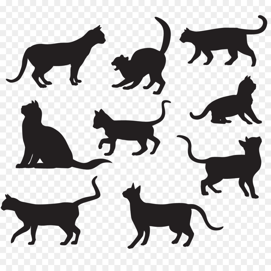 Download Cat Silhouette Poster Illustration - Pet cat silhouette vector material png download - 1500*1500 ...