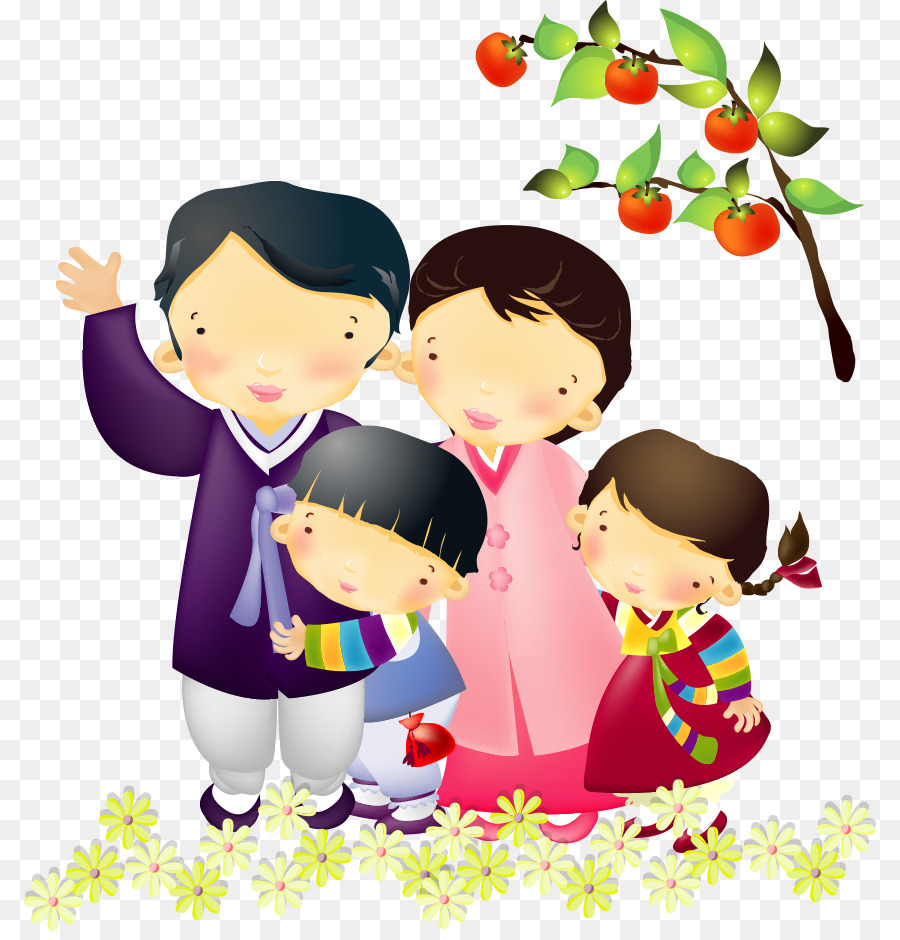 South Korea  Family Cartoon  Illustration Vector couple 