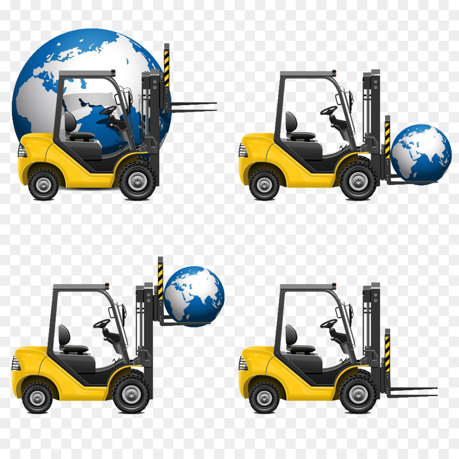 Logistik Angkutan Barang Cargo Ikon Forklift Globe Icon Gambar