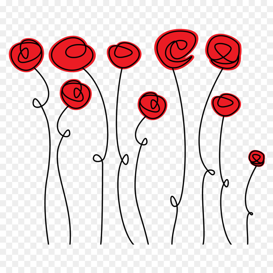 Doodle Rose Drawing Vector Rose Red Lines Png Download 16671667