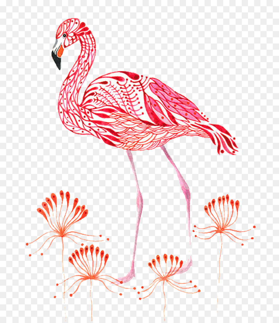Flamingo Lukisan Cat Air Menggambar Ilustrasi Burung Crane Cat Air
