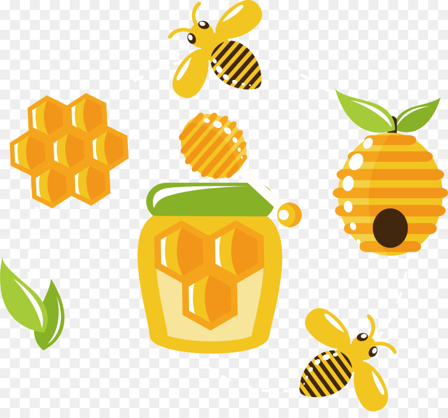 Beehive Honey bee Honeycomb - Vector cartoon bees 1925*1768 transprent