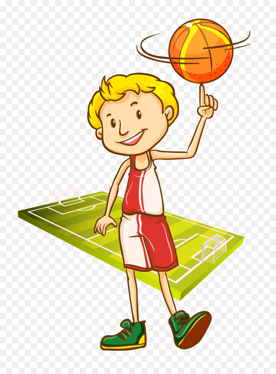 Pemain Basket Anak Ilustrasi Kartun Vektor Dilukis Sekolah Basket