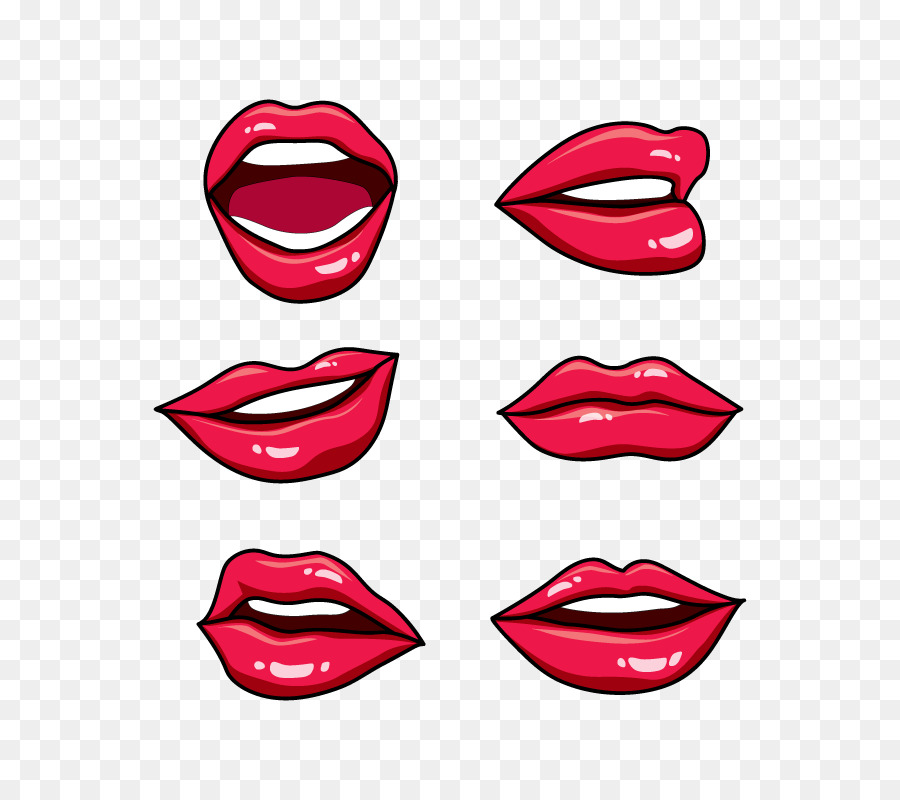 Download Lip Drawing Kiss Scalable Vector Graphics Clip art - Vector red lips collection png download ...