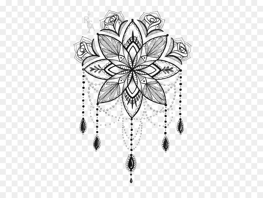  Tattoo artist Mandala Drawing - Lotus Print 510 668 