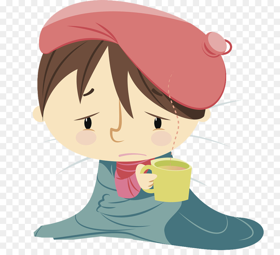 Child Influenza Illustration - Cartoon sick baby with fever png