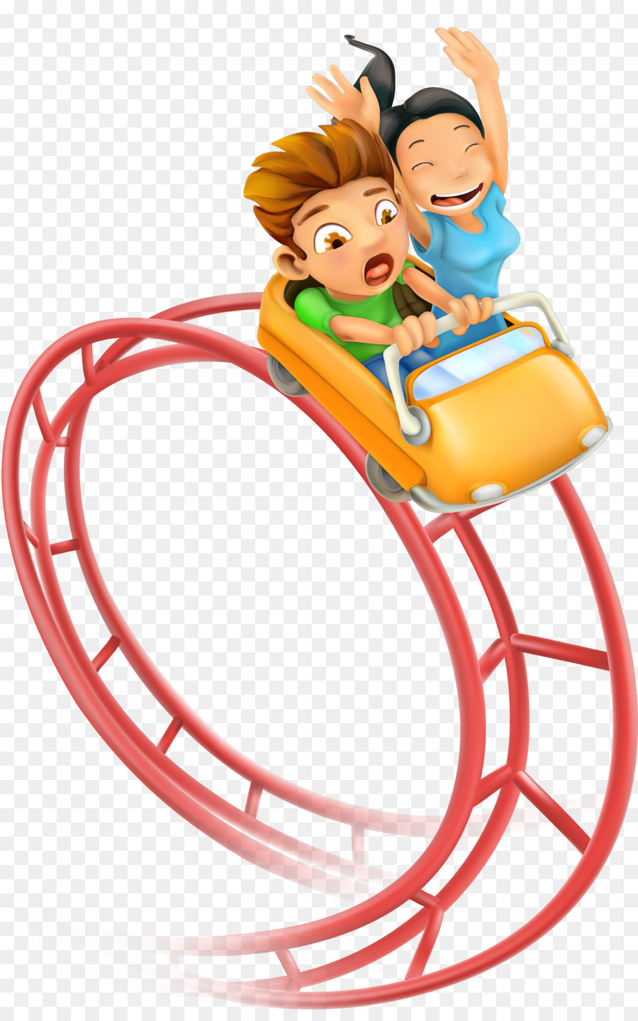 Roller Coaster Di Taman Hiburan Clip Art Vektor Kartun Lucu Anak