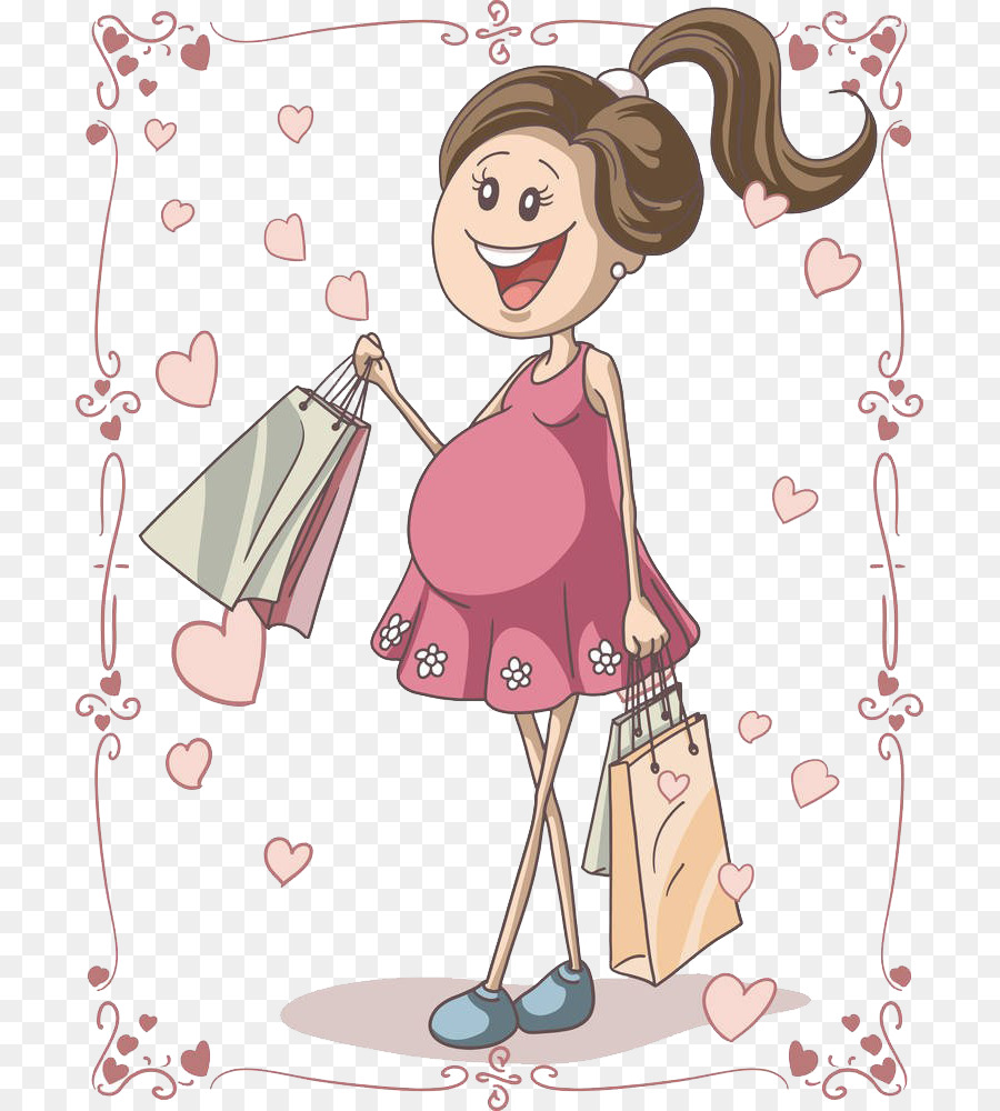 Kehamilan Gambar Kartun Ilustrasi Belanja Untuk Wanita Hamil