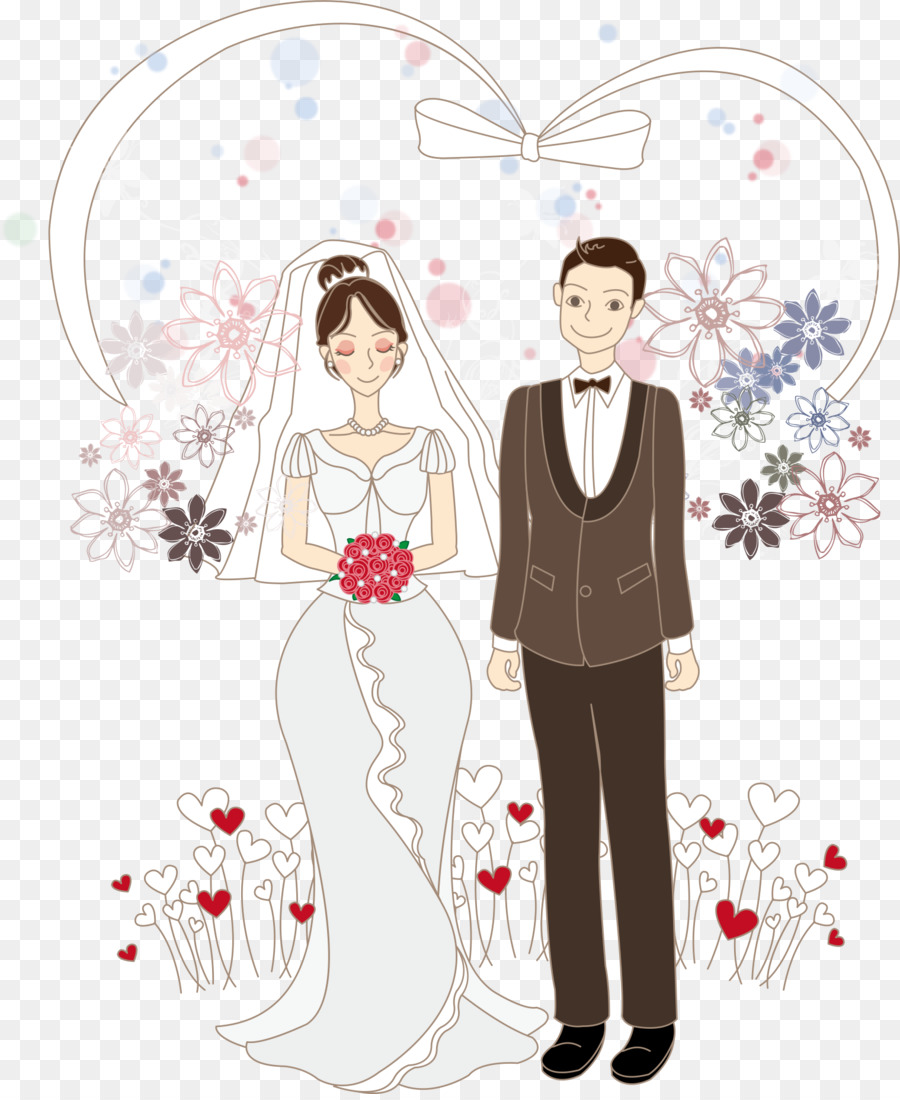 Kartun Pengantin Menggambar Ilustrasi Pernikahan Latar Belakang