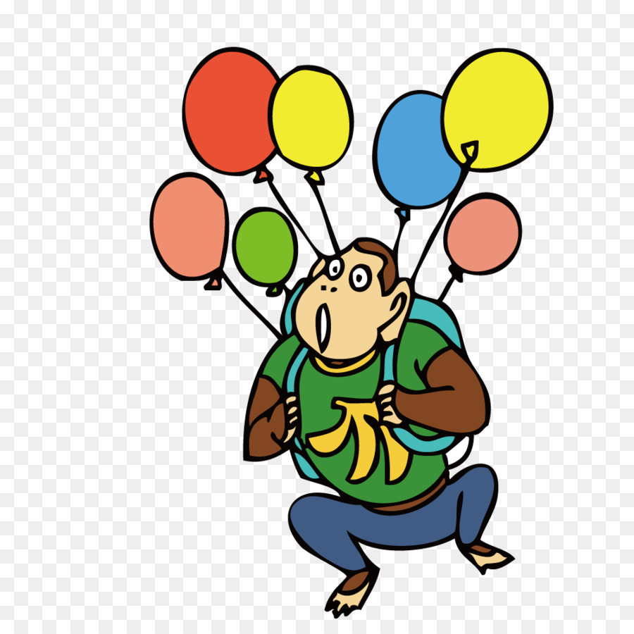 Clip Art Carrying A Balloon Monkey Png 1000