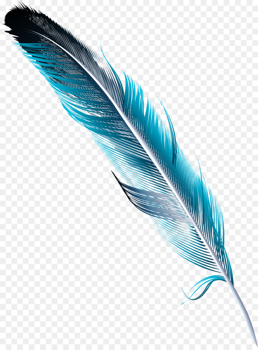 Feather Watercolor painting Drawing - Hand painted blue feather png