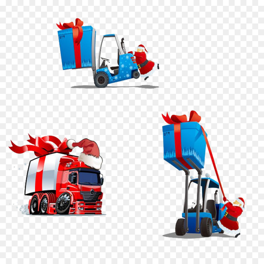 Santa Claus Forklift Ilustrasi Kartun Santa Claus Unduh Biru