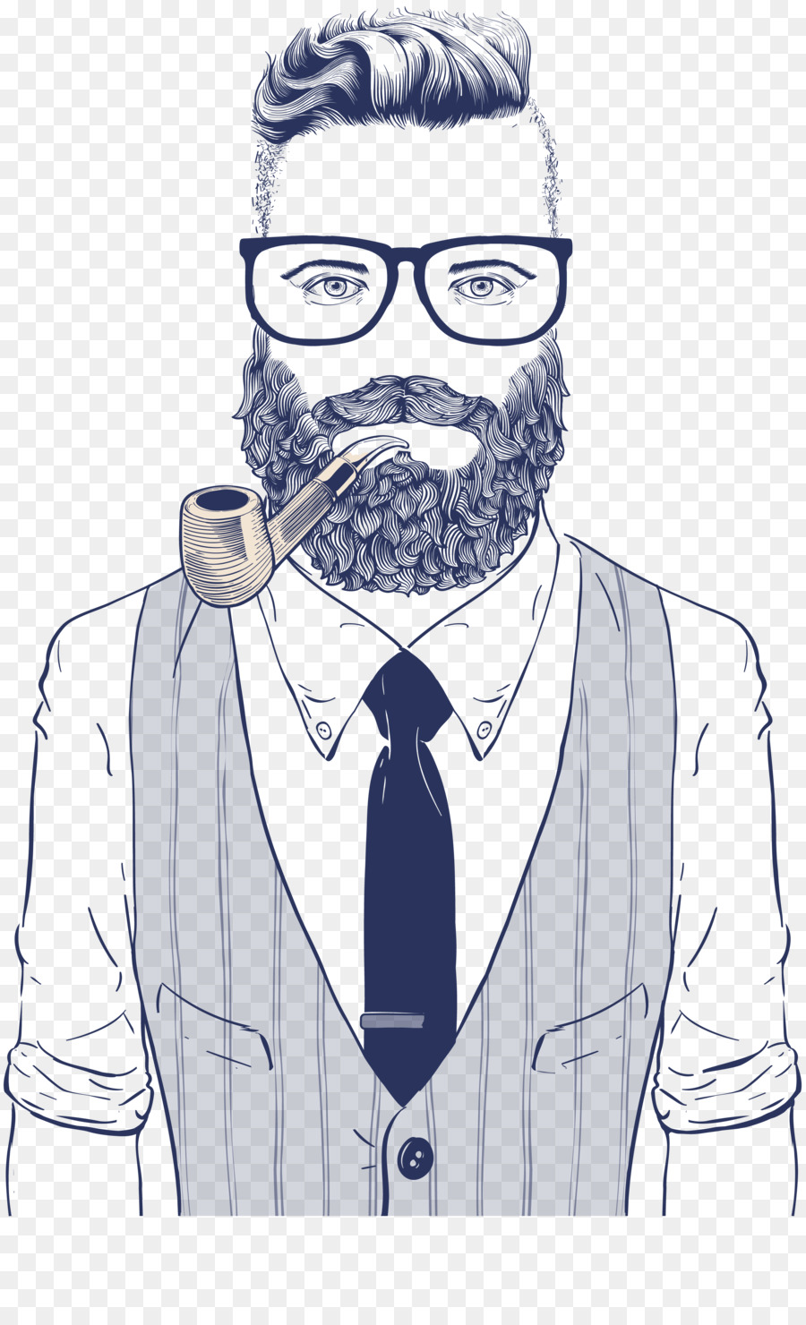 Hipster Gambar Gaya Retro Ilustrasi Pria Yang Merokok Pipa Vektor