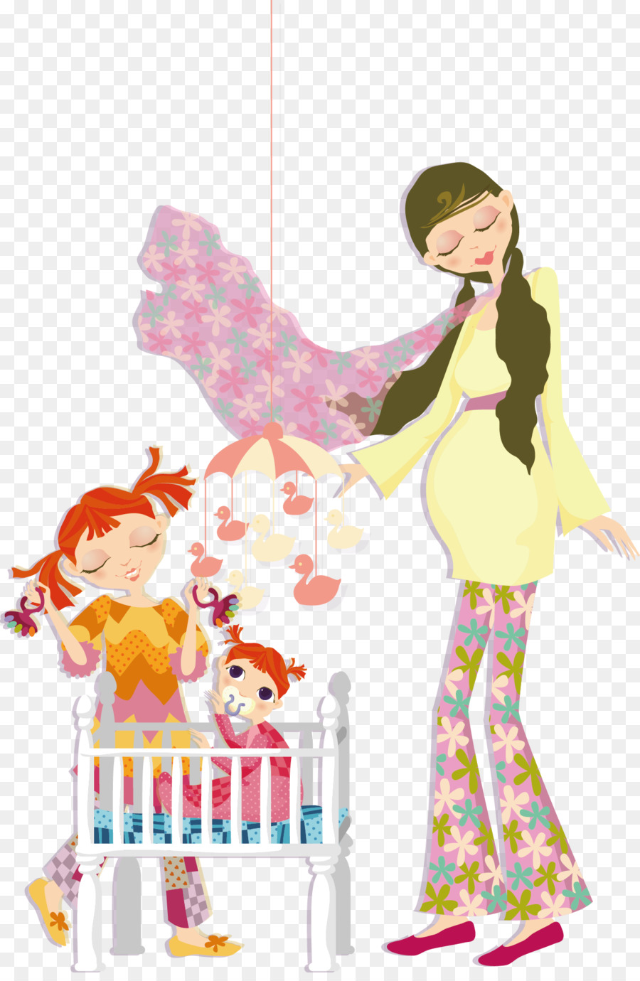 Gambar Ilustrasi Kartun Ibu Dan Bayi Png Unduh 13202007