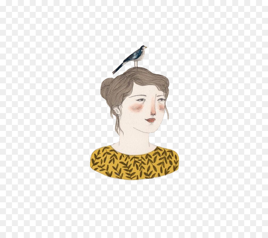 Menggambar Ilustrasi Seni Burung Kepala Wanita Unduh