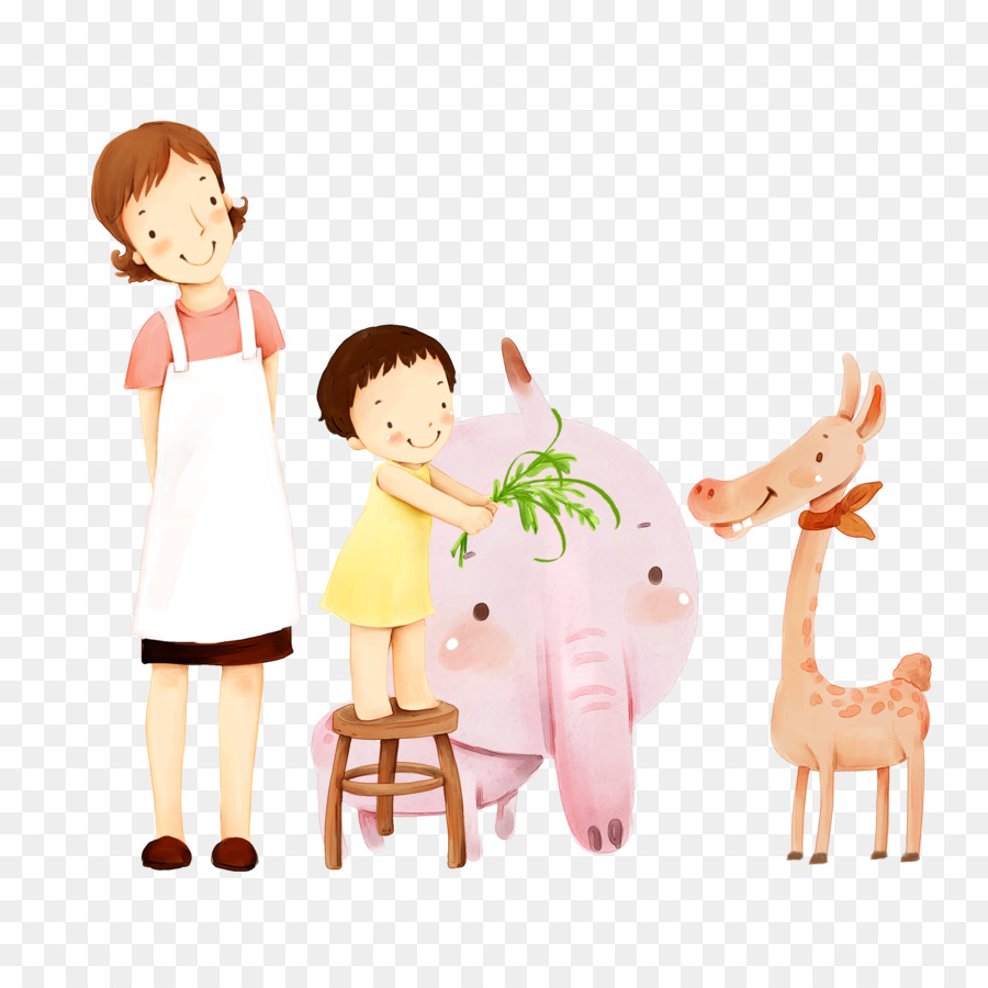 Kartun Ilustrasi Ibu Dan Anak Kasih Sayang Interaksi Unduh Pink