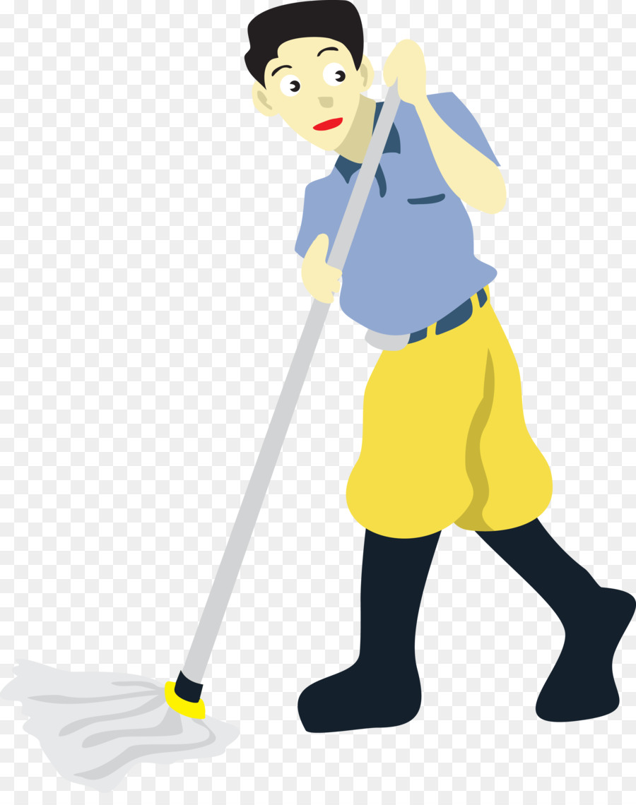 Floor Cleaning Mop Clip art Vector  man mopping the floor 